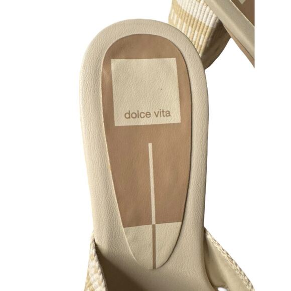 Dolce Vita NEW Brilah Natural Woven Sandals 8.5 Neutral Block Heel - Picture 6 of 9